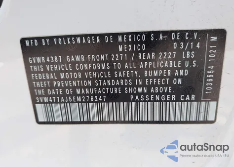 2014 Volkswagen Jetta Gli Edition 30 W/Nav from USA, damaged, VIN 3VW4T7AJ5EM276247